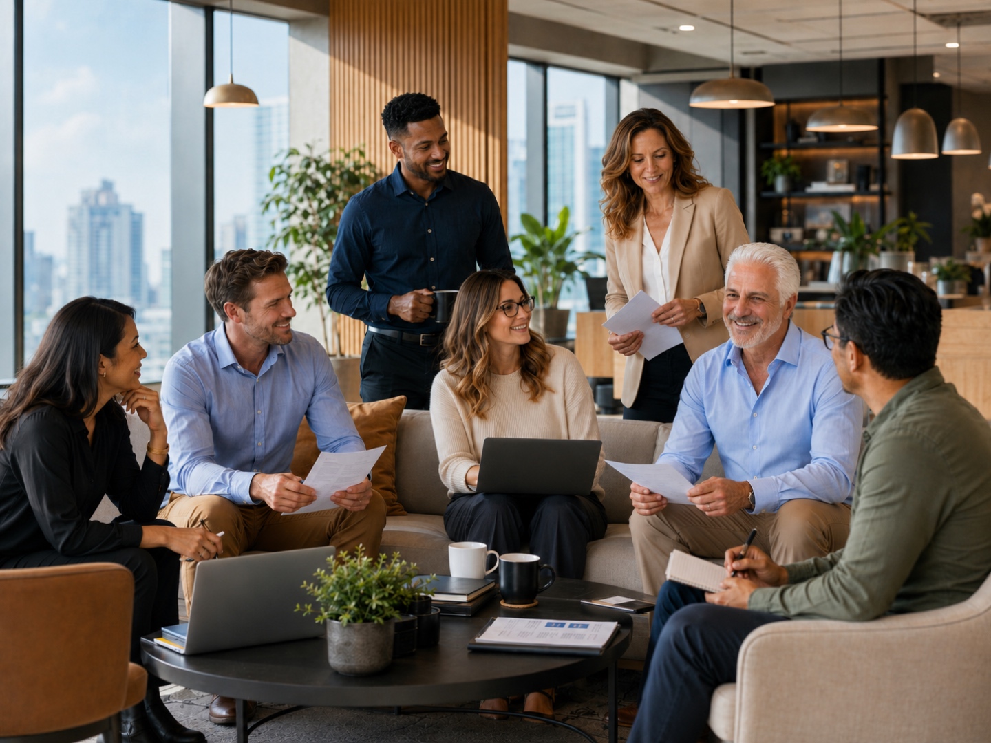 Business owner and operating executive reviewing priorities in a Florida office